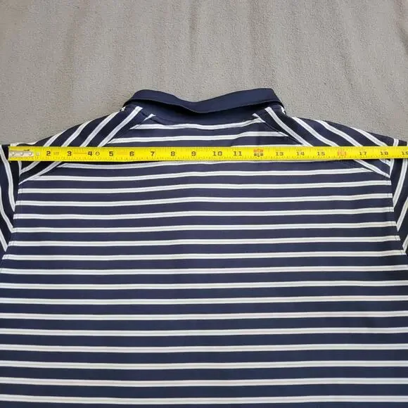NIKE Shirt Polo Mens XL Blue DriFit Golf Striped Gray White Performance Business - Picture 5 of 14